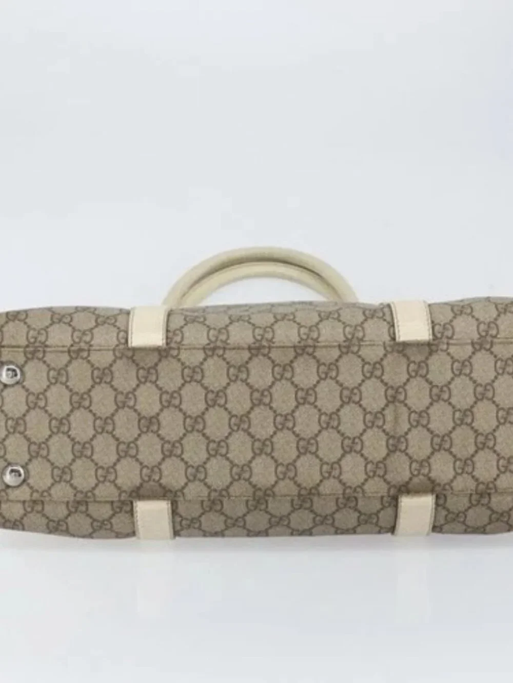 Gucci Beige Monogram Canvas Tote with Cream Leather Trim